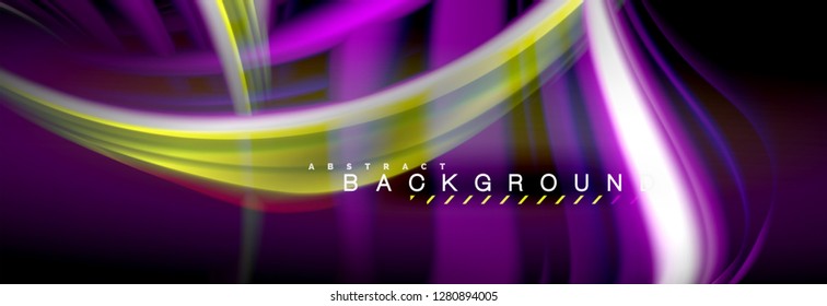 Blurred fluid colors background, abstract waves lines, mixing colours with light effects on light backdrop. Artistic illustration for presentation, app wallpaper, banner or posters