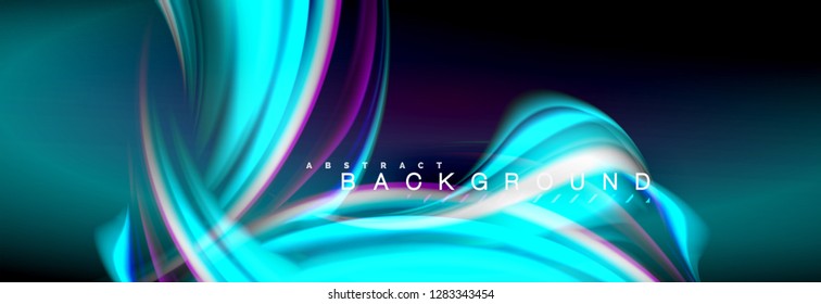 Fondo de color de fluido borroso, líneas de ondas abstractas, mezcla de colores con efectos de luz sobre el fondo de la luz. Ilustración artística para presentación, fondo de pantalla de aplicación, pancarta o carteles
