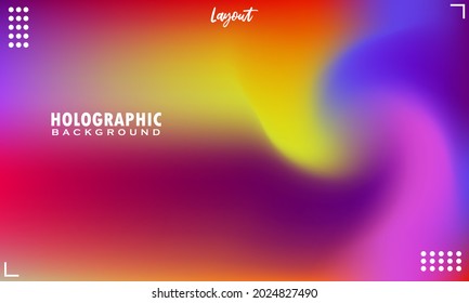 Fondo vectorial de fluido borroso de las luces polares. Holograma brillante de color, azul, amarillo, rojo, morado. Resumen holográfico mínimo vector. Afiche para eventos musicales con neón líquido blando en microondas.Pancarta