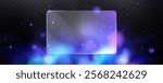  Blurred galaxy design with glowing particles .Illustration of blue abstract background with effect glass morphism. Frosted rectangular glass. 