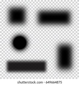 Blurred geometric templates set on gray checkered background. Vector paper illustration.