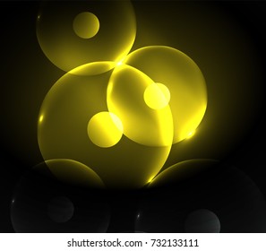 Círculos borrosos brillantes, fondo digital abstracto. Plantilla vectora futurista de alta tecnología
