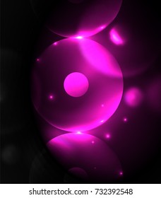 Círculos borrosos brillantes, fondo digital abstracto. Plantilla vectora futurista de alta tecnología