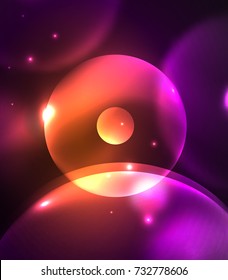 Círculos borrosos brillantes, fondo digital abstracto. Plantilla vectora futurista de alta tecnología
