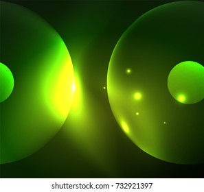 Blurred glowing circles, digital abstract background. Vector hi-tech futuristic template