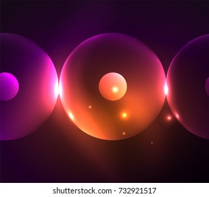 Blurred glowing circles, digital abstract background. Vector hi-tech futuristic template