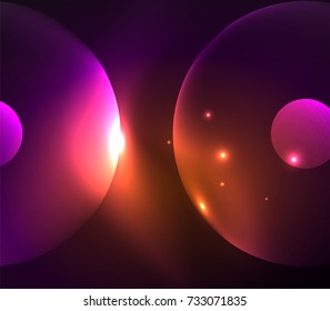 Blurred glowing circles, digital abstract background. Vector hi-tech futuristic template