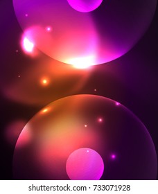 Blurred glowing circles, digital abstract background. Vector hi-tech futuristic template