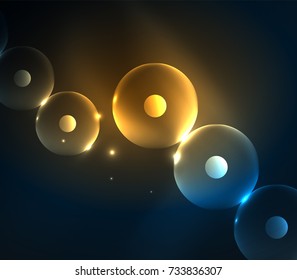 Círculos borrosos brillantes, fondo digital abstracto. Plantilla vectora futurista de alta tecnología