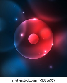 Blurred glowing circles, digital abstract background. Vector hi-tech futuristic template