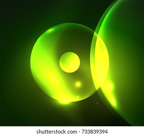 Círculos borrosos brillantes, fondo digital abstracto. Plantilla vectora futurista de alta tecnología