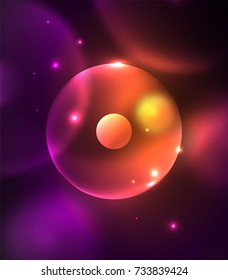 Blurred glowing circles, digital abstract background. Vector hi-tech futuristic template