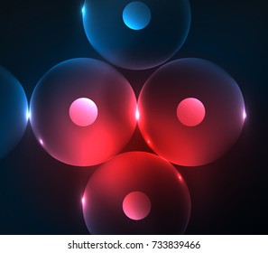 Blurred glowing circles, digital abstract background. Vector hi-tech futuristic template