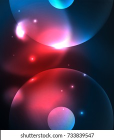 Blurred glowing circles, digital abstract background. Vector hi-tech futuristic template