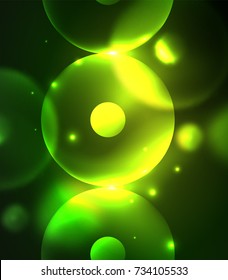 Blurred glowing circles, digital abstract background. Vector hi-tech futuristic template