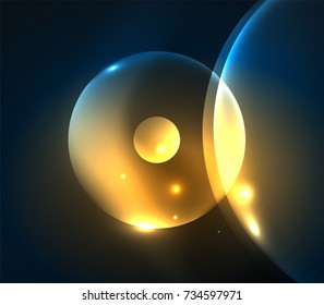 Blurred glowing circles, digital abstract background. Vector hi-tech futuristic template