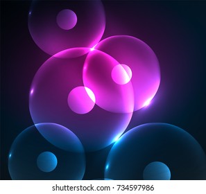 Unscharfe, leuchtende Kreise, abstrakter digitaler Hintergrund. Vektor-High-Tech-Futuristikvorlage