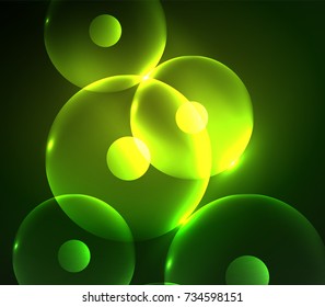 Blurred glowing circles, digital abstract background. Vector hi-tech futuristic template
