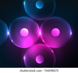 Círculos brilhantes desfocados, fundo abstrato digital. Modelo futurista de alta tecnologia vetorial