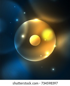 Círculos borrosos brillantes, fondo digital abstracto. Plantilla vectora futurista de alta tecnología