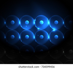 Blurred glowing circles, digital abstract background. Vector hi-tech futuristic template