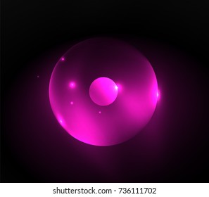 Círculos borrosos brillantes, fondo digital abstracto. Plantilla vectora futurista de alta tecnología