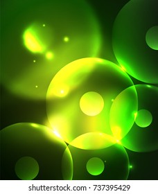 Blurred glowing circles, digital abstract background. Vector hi-tech futuristic template