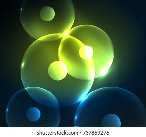 Blurred glowing circles, digital abstract background. Vector hi-tech futuristic template