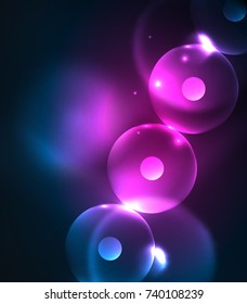 Círculos borrosos brillantes, fondo digital abstracto. Plantilla vectora futurista de alta tecnología