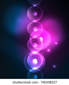 Blurred glowing circles, digital abstract background. Vector hi-tech futuristic template