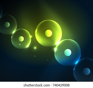 Blurred glowing circles, digital abstract background. Vector hi-tech futuristic template