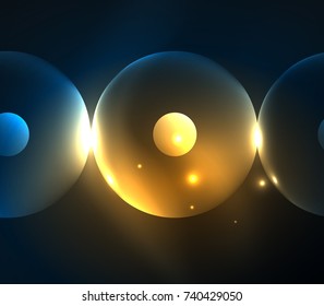 Blurred glowing circles, digital abstract background. Vector hi-tech futuristic template