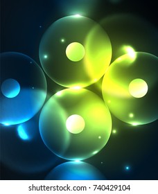 Blurred glowing circles, digital abstract background. Vector hi-tech futuristic template