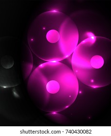 Blurred glowing circles, digital abstract background. Vector hi-tech futuristic template