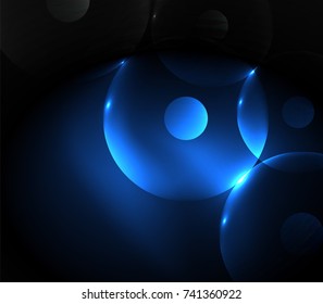 Blurred glowing circles, digital abstract background. Vector hi-tech futuristic template