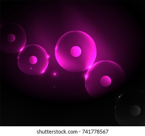 Círculos brilhantes desfocados, fundo abstrato digital. Modelo futurista de alta tecnologia vetorial