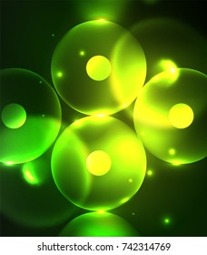 Blurred glowing circles, digital abstract background. Vector hi-tech futuristic template