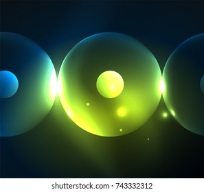Blurred glowing circles, digital abstract background. Vector hi-tech futuristic template