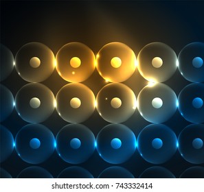 Blurred glowing circles, digital abstract background. Vector hi-tech futuristic template