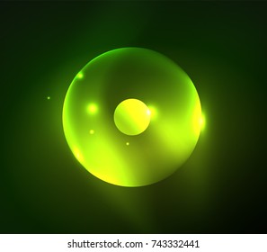 Blurred glowing circles, digital abstract background. Vector hi-tech futuristic template