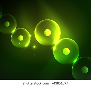 Blurred glowing circles, digital abstract background. Vector hi-tech futuristic template
