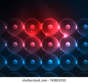 Blurred glowing circles, digital abstract background. Vector hi-tech futuristic template