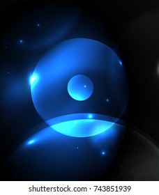 Blurred glowing circles, digital abstract background. Vector hi-tech futuristic template