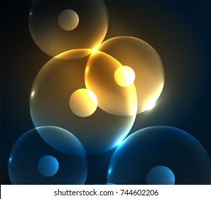Blurred glowing circles, digital abstract background. Vector hi-tech futuristic template