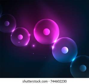 Blurred glowing circles, digital abstract background. Vector hi-tech futuristic template