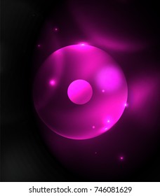 Círculos brilhantes desfocados, fundo abstrato digital. Modelo futurista de alta tecnologia vetorial