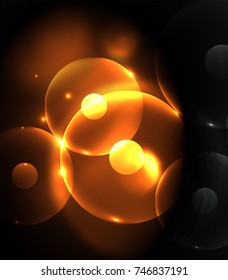 Círculos borrosos brillantes, fondo digital abstracto. Plantilla vectora futurista de alta tecnología