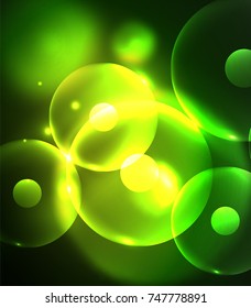 Círculos borrosos brillantes, fondo digital abstracto. Plantilla vectora futurista de alta tecnología