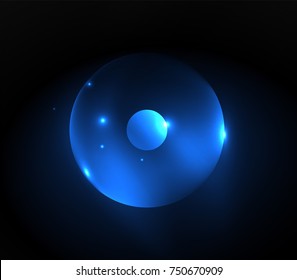 Blurred glowing circles, digital abstract background. Vector hi-tech futuristic template