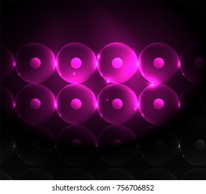 Círculos borrosos brillantes, fondo digital abstracto. Plantilla vectora futurista de alta tecnología